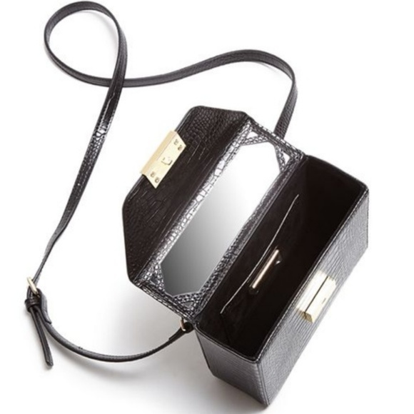 NWT AQUA Medium Croc-Embossed Box Bag Satchel - Picture 2 of 3